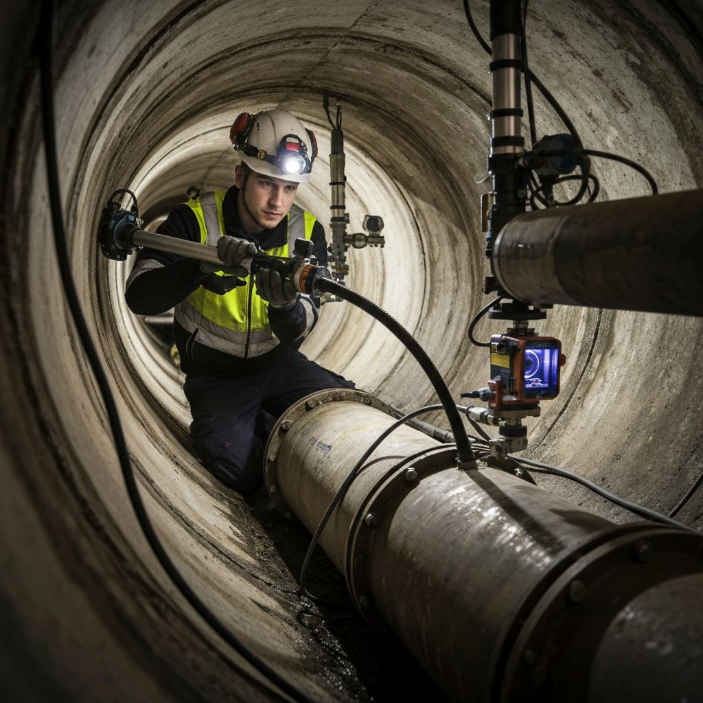 Inspección técnica de canaletas con equipo especializado